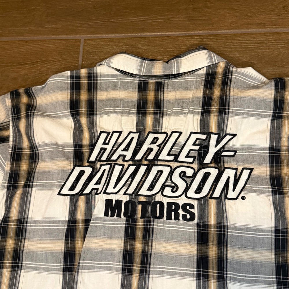 Harley-Davidson Mens 2XL Plaid Short Sleeve Button Down Shirt Embroidered Logo